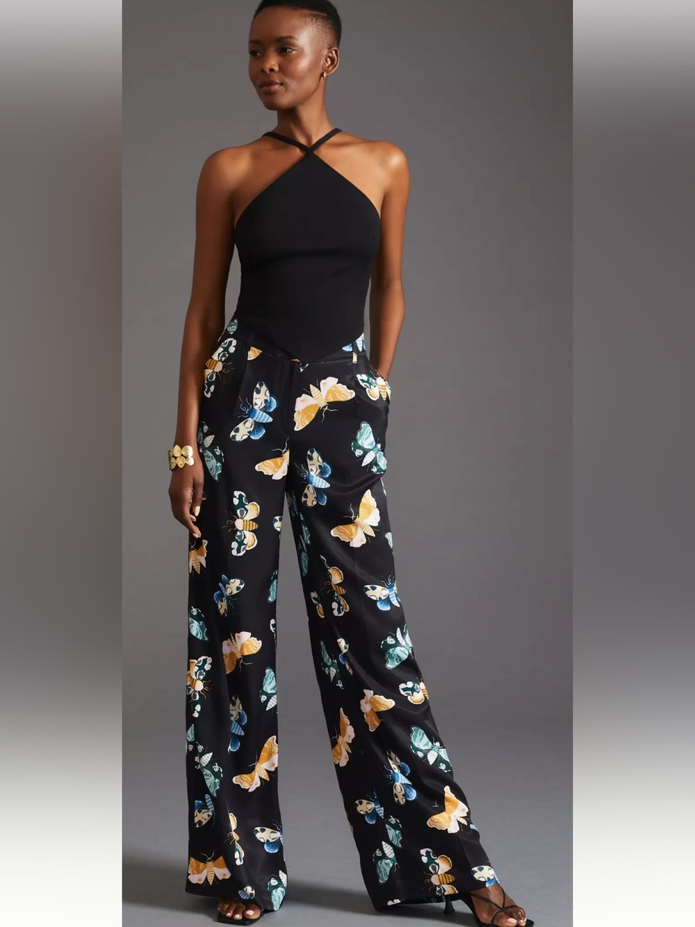 Sarah Gordon Maeve Butterfly Print Wide Leg Pants Whimsy Feminine Size 4